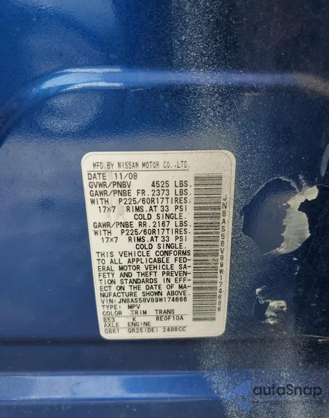 2009 Nissan Rogue S from USA, damaged, VIN JN8AS58V89W174666